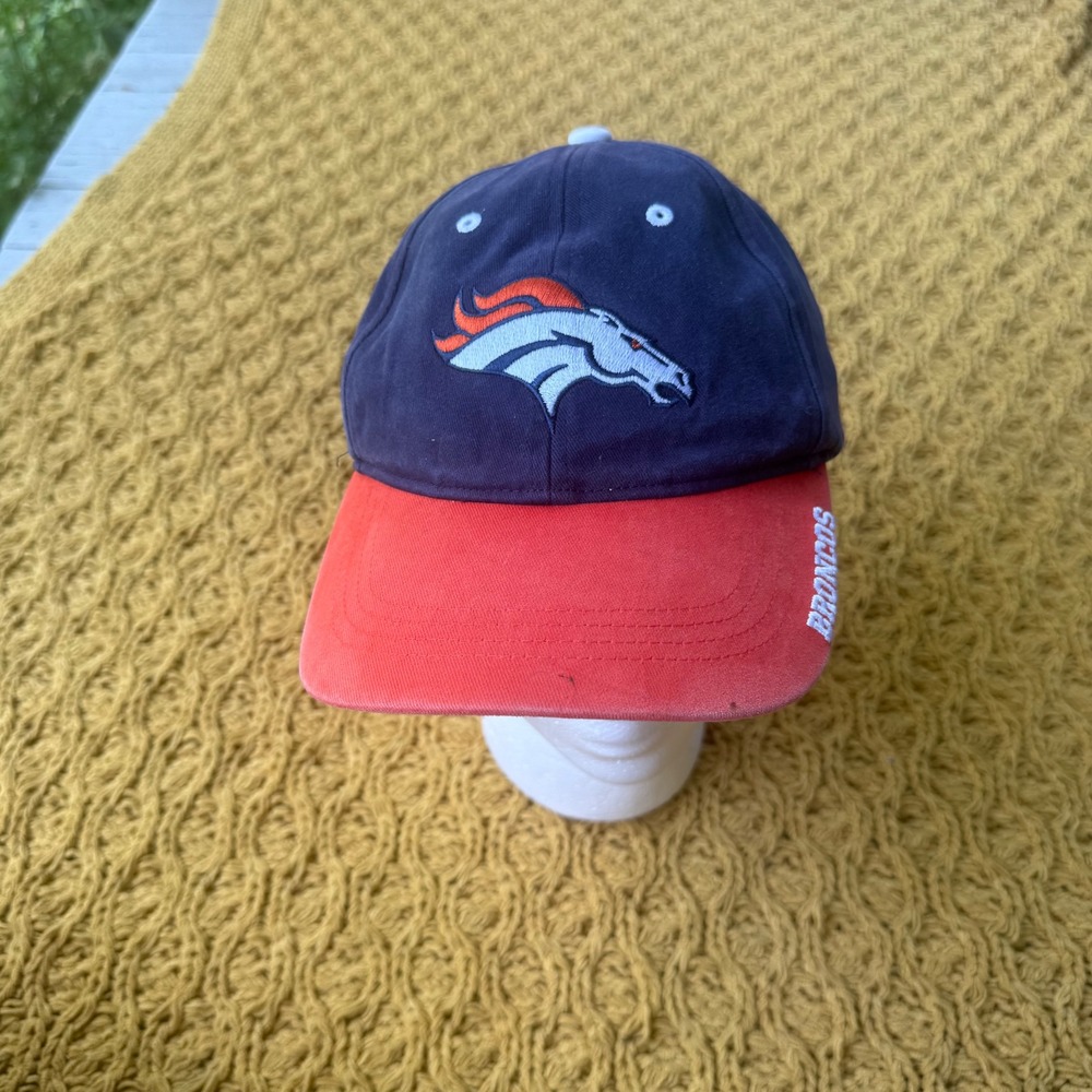 Denver Broncos NFL Team Apparel Hat Navy Blue Orange Adjustable Baseball Cap